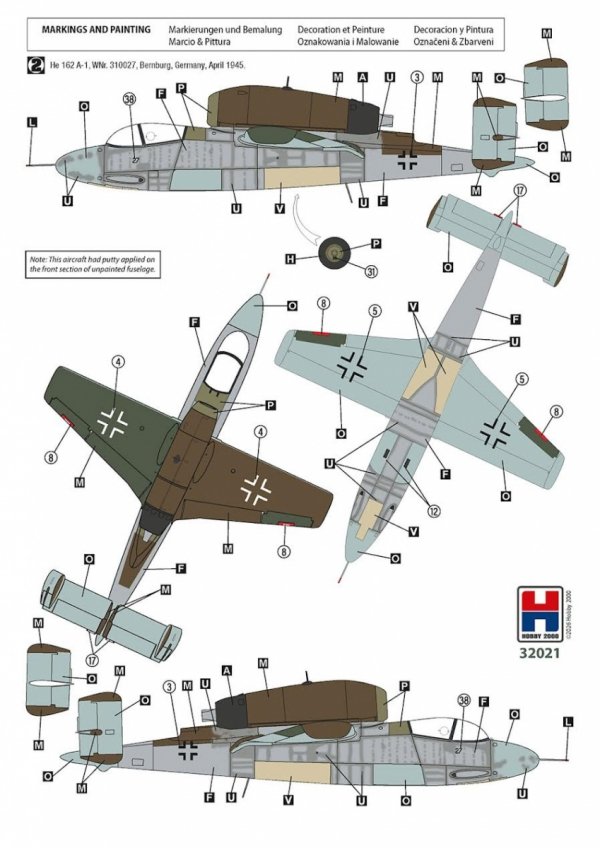 Hobby 2000 32021 Heinkel He 162 A-1 Salamander 1/32
