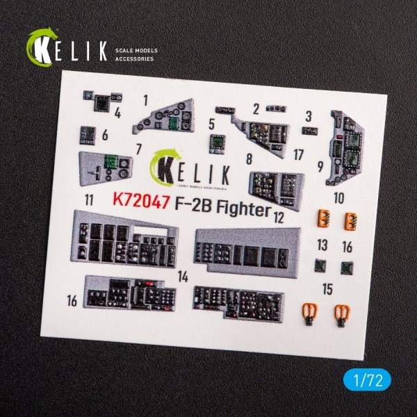 Kelik K72047 JASDF F-2B Fighter  interior 3D decals for FineMolds kit (1/72)
