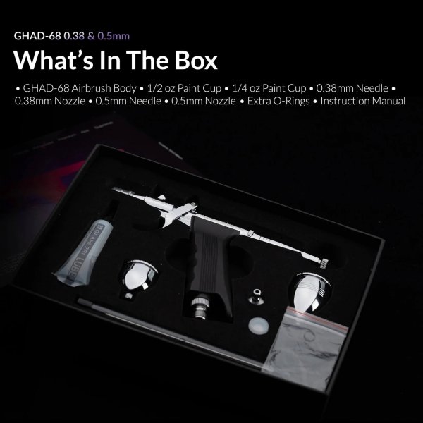 Gaahleri 40140 Advanced Series GHAD-68 Airbrush 0,38 mm &amp; 0,5 mm, 1/4 oz &amp; 1/2 oz