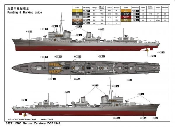 Trumpeter 05791 German Zerstorer Z-37 1943 1:700