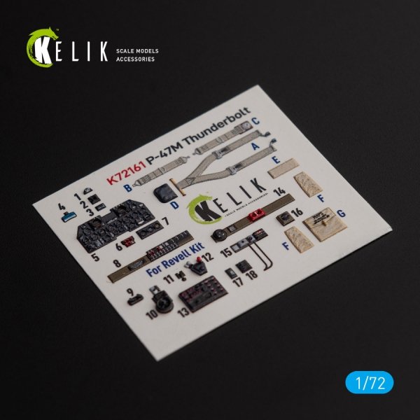 Kelik K72161 P-47M "Thunderbolt"- interior 3D decals for Revell kit (1/72)