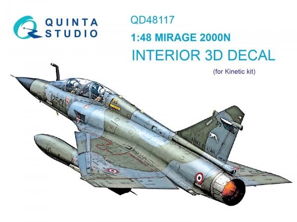 Quinta Studio QD48117 Mirage 2000N 3D-Printed &amp; coloured Interior on decal paper (Kinetic) 1/48