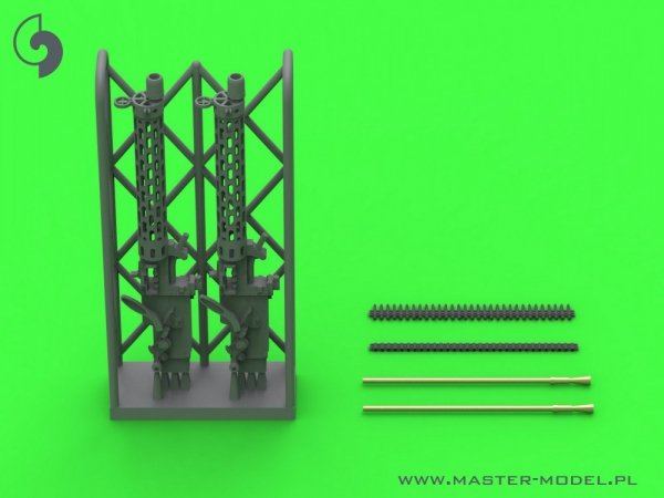 Master AM-48-184 Niemiecki km z okresu I w.św. Spandau LMG 08/15 (2 szt.) - z DŁUGĄ rączką przeładowania - wydruki 3D i mosiężne lufy 1/48