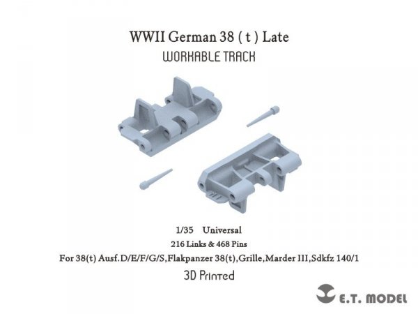 E.T. Model P35-007 WWII German 38t (t) Late Workable Track (3D Printed) 1/35