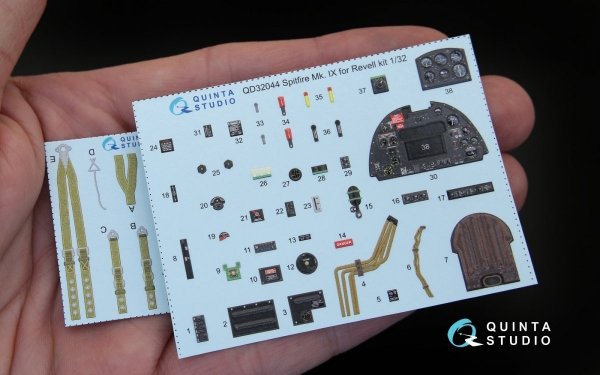 Quinta Studio QD32044 Spitfire Mk. IX 3D-Printed &amp; coloured Interior on decal paper (for Revell kit) 1/32