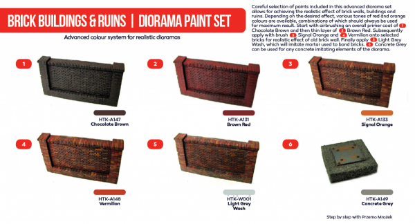 Hataka HTK-AS45 Brick buildings ruins diorama paint set (6x17ml)