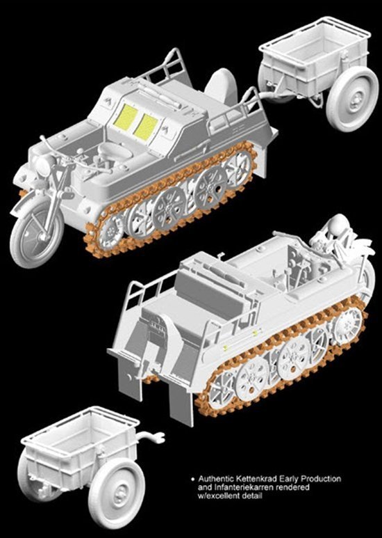 Dragon 6341 Sd.Kfz.2 Kettenkrad Early Production w/Infanteriekarren 1:35