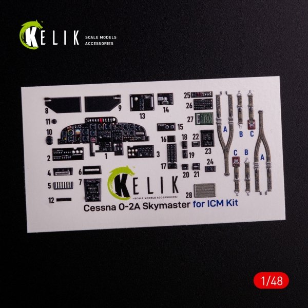 KELIK K48081 O-2A Skymaster interior 3D decals &quot;green decoration type&quot; for ICM kit 1/48