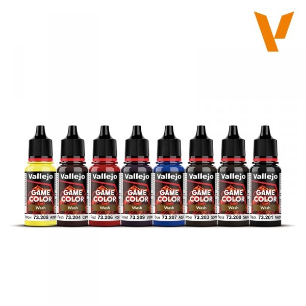 Vallejo 72190 Wash Set - Game Color  Effects Color Series - for shadodws on miniatures 8x18ml