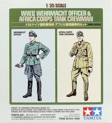 Tamiya 25154 Wehrmacht Officer &amp; Africa Corps Tank Crewman 1/35