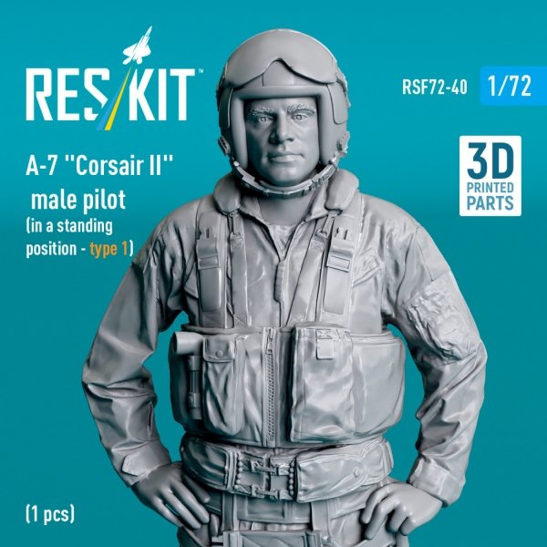 RESKIT RSF72-0040 A-7 "Corsair II" male pilot (in a standing position - type 1) (1 pcs) (3D Printed) (1/72)
