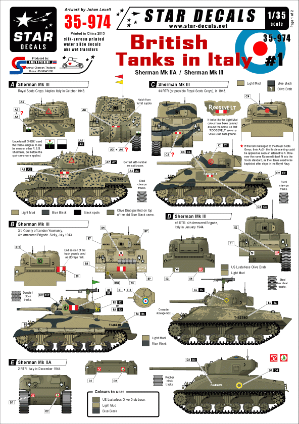 Star Decals 35-974 British Tanks in Italy #1 1/35