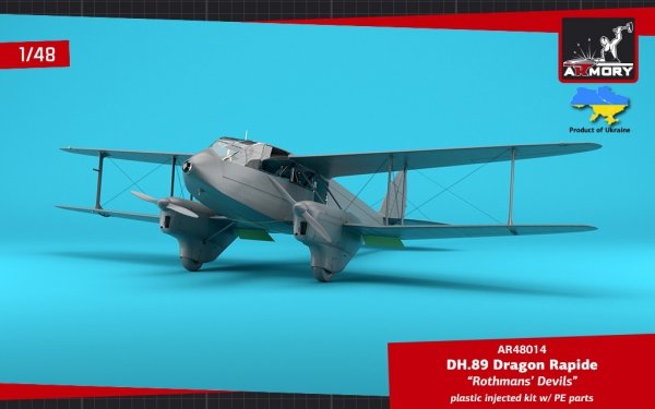 Armory Models 48014 DH.89 Dragon Rapide, Short-Haul Airliner / Multipurpose Aircraft, “Rothmans' Devils” liveries 1/48