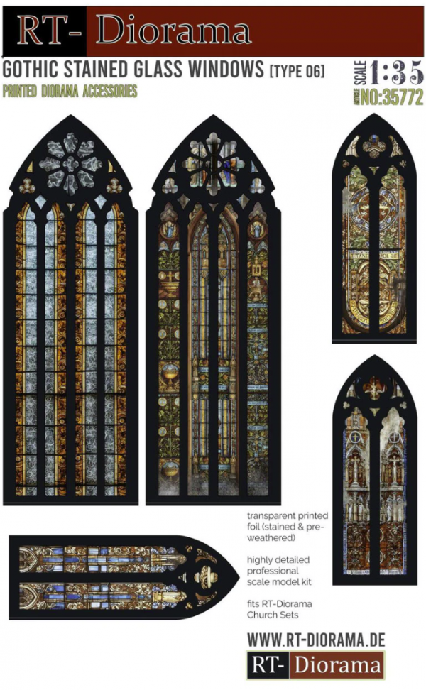 RT-Diorama 35772 Gothic Stained Glass Windows 6 1/35