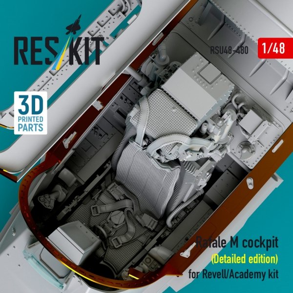 RESKIT RSU48-0480 Rafale M cockpit (Detailed edition) for Revell/Academy kit (3D printed) (1/48) 