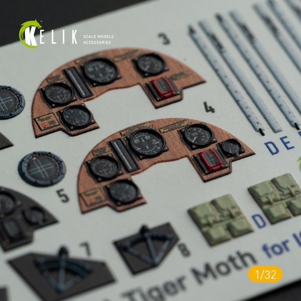 KELIK K32022 DH.81A Tiger Moth - Interior 3D Decal with 3D printed parts for ICM kit 1/32