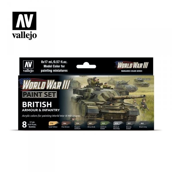 Vallejo 70222 WWIII British Armour &amp; Infantry 8x17ml