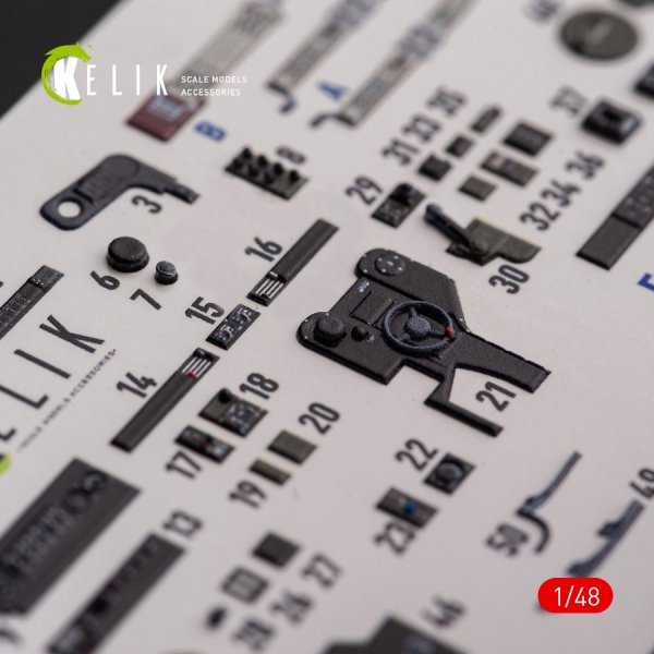 KELIK K48108 P-38F &quot;Lightning&quot; - interior 3D decals for Academy kit 1/48