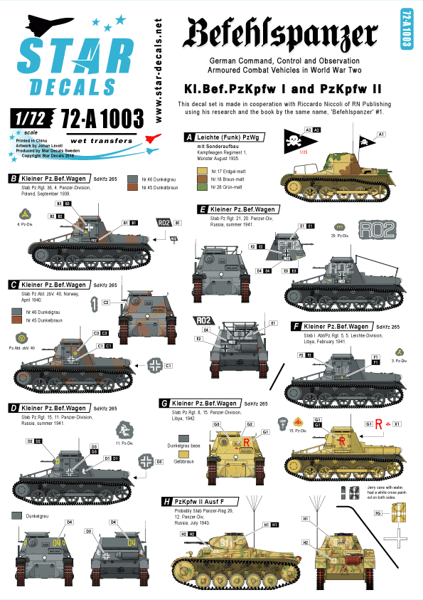 Star Decals 72-A1003 Befehlspanzer # 1  1/72