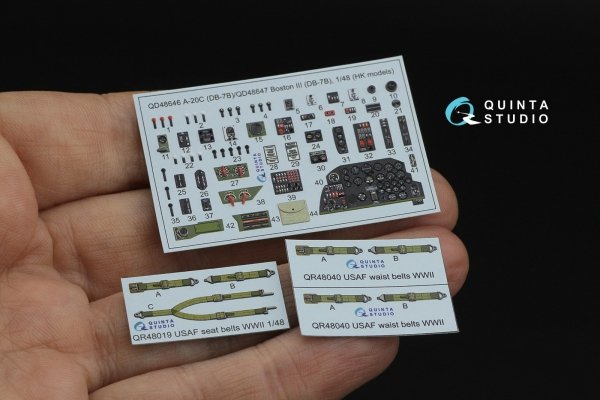 Quinta Studio QD48646 A-20C Havoc (DB-7B) 3D-Printed &amp; coloured Interior on decal paper (HK models) 1/48