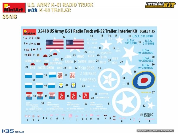 MiniArt 35418 US ARMY K-51 RADIO TRUCK WITH K-52 TRAILER. INTERIOR KIT 1/35