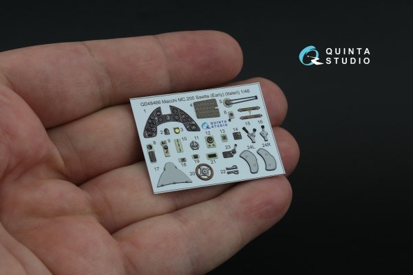 Quinta Studio QD48466 Macchi MC.200 Saetta (Early) 3D-Printed coloured Interior on decal paper (Italeri) 1/48