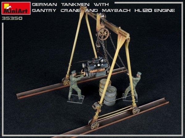 MiniArt 35350 GERMAN TANKMEN WITH GANTRY CRANE &amp; MAYBACH HL 120 ENGINE 1/35
