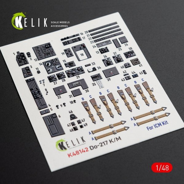 Kelik K48142 Do-217 K/M - interior 3D decals for ICM kit (1/48)