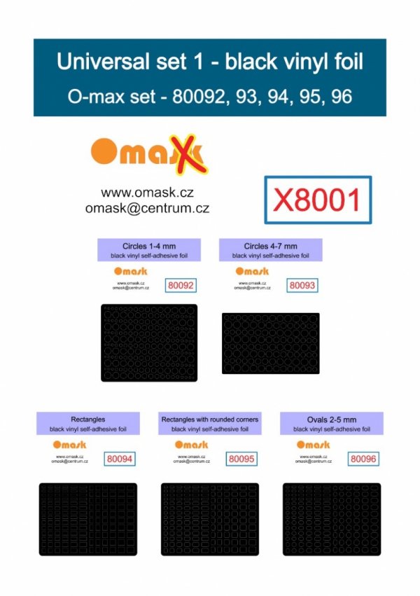 Omask X8001 Universal set 1 - black vinyl foil (80092, 80093, 80094, 80095, 80096)