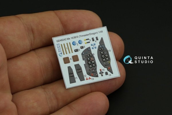 Quinta Studio QD48242 Me 163B/S 3D-Printed &amp; coloured Interior on decal paper (Dragon) 1/48