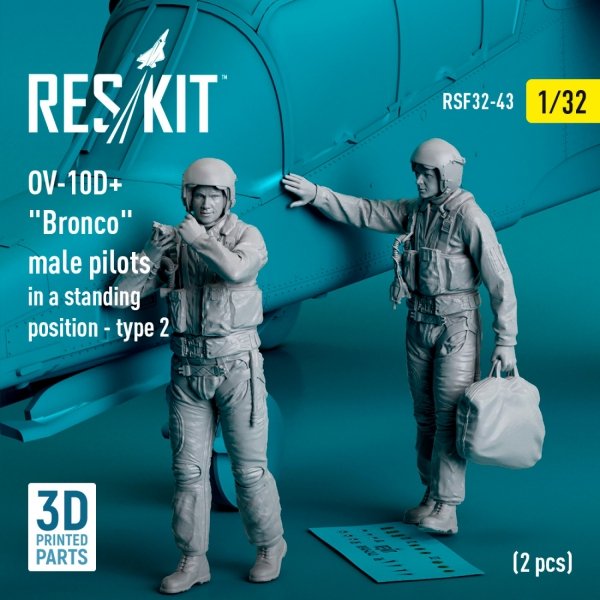 RESKIT RSF32-0043 OV-10D+ &quot;Bronco&quot; male pilots (in a standing position - type 2) (2 pcs) (3D Printed) 1/32
