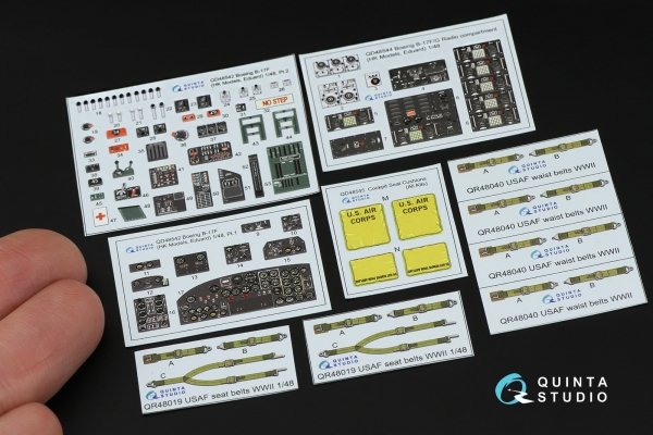 Quinta Studio QDS-48542 Boeing B-17F 3D-Printed &amp; coloured Interior on decal paper (HK models, Eduard) (small version) 1/48