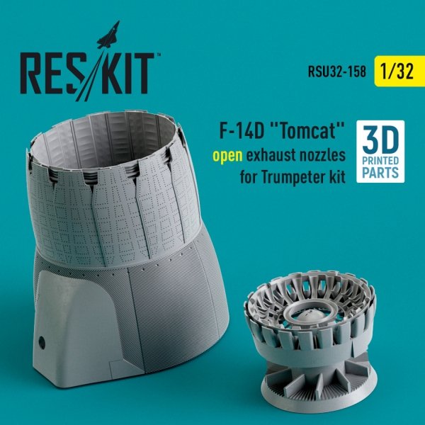 RESKIT RSU32-0158 F-14D Tomcat open exhaust nozzles for Trumpeter kit (3D Printed) 1/32