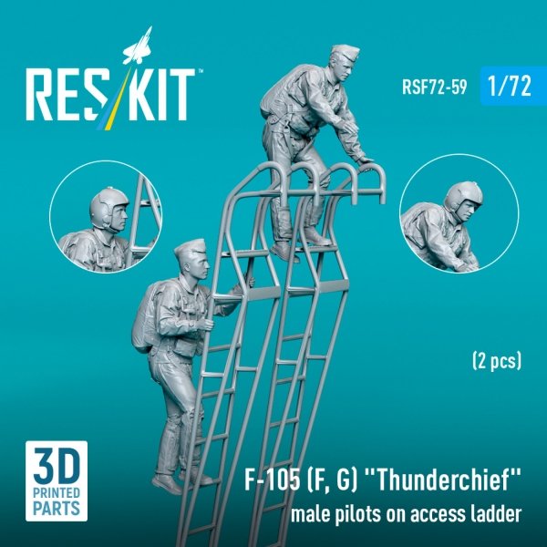 RESKIT RSF72-0059 F-105 (F, G) "Thunderchief" male pilots on access ladder (2 pcs) (3D Printed) (1/72)