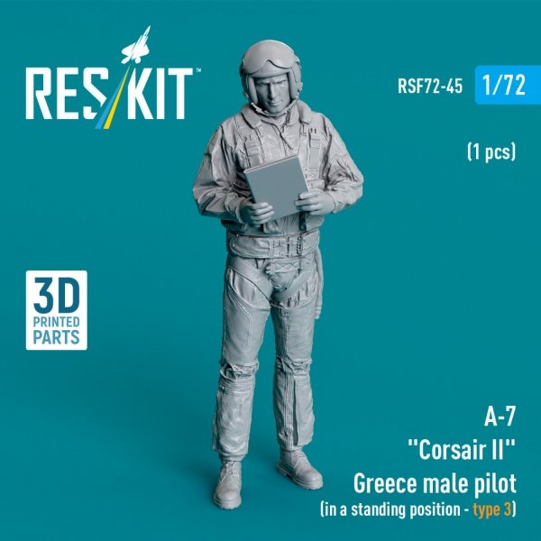RESKIT RSF72-0045 A-7 "Corsair II" Greece male pilot (in a standing position - type 3) (1 pcs) (3D Printed) (1/72)