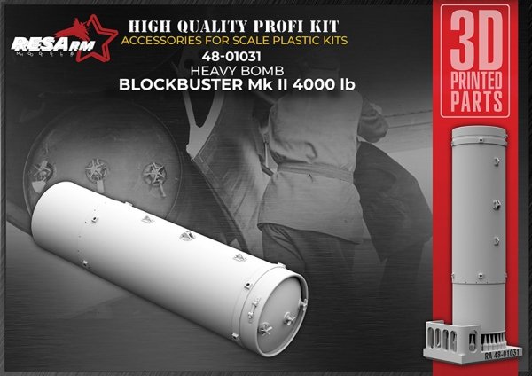 RESArm 48-01031 BLOCKBASTER MKII 4000LB - HEAVY BOMB (3D resin printing) 1/48