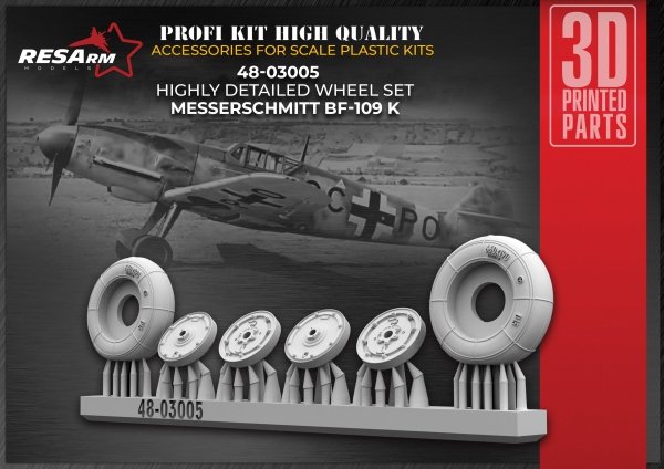 RESArm 48-03005 BF 109 K - Wheels under load (3D resin printing) 1/48