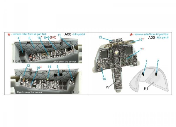 Quinta Studio QDS-48361 A-10C 3D-Printed &amp; coloured Interior on decal paper (Hobby Boss) (Small version) 1/48