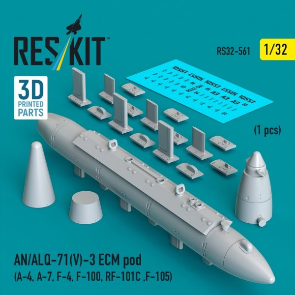 RESKIT RS32-0561 AN/ALQ-71(V)-3 ECM pod (1pcs) (3D Printed) 1/32
