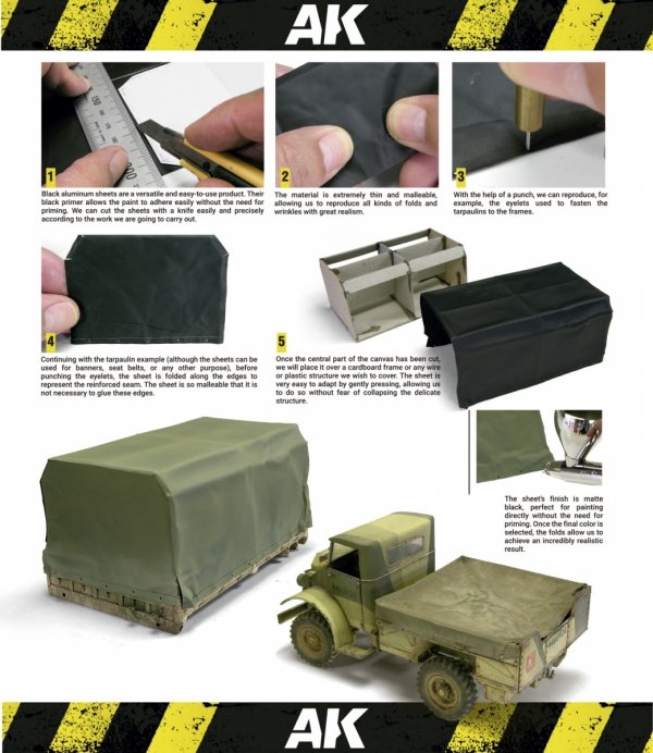 AK Interactive AK8314 BLACK ALUMINUM SHEET 150UM (MICROMETER) 200X250MM