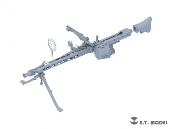 E.T. Model P06-001 WWII German Mg42 Machine Gun &amp; Ammo Box (3D Printed) 1/6