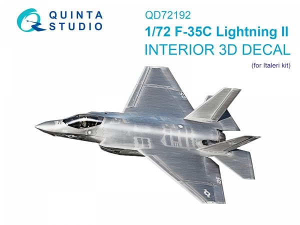Quinta Studio QD72192 F-35C Lighting II 3D-Printed &amp; coloured Interior on decal paper (Italeri) 1/72