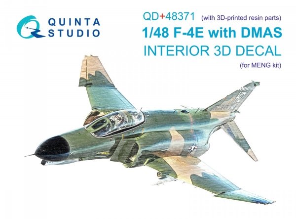 Quinta Studio QD+48371 F-4E with DMAS 3D-Printed &amp; coloured Interior on decal paper (Meng) (with 3D-printed resin parts) 1/48