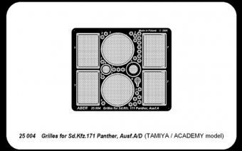 Aber 25004 PzKpfw V Ausf.A/D grilles (1:25)