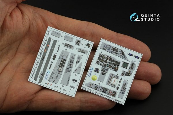 Quinta Studio QDS-32176 MiG-29A NATO service 3D-Printed &amp; coloured Interior on decal paper (Trumpeter) (Small version) 1/32