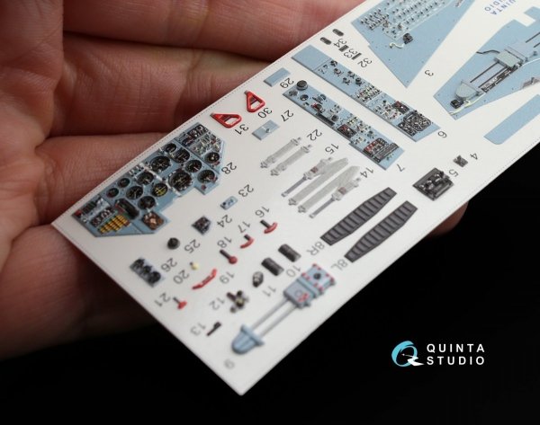 Quinta Studio QD32001 Su-25 3D-Printed &amp; coloured Interior on decal paper (for Trumpeter kit) 1/32