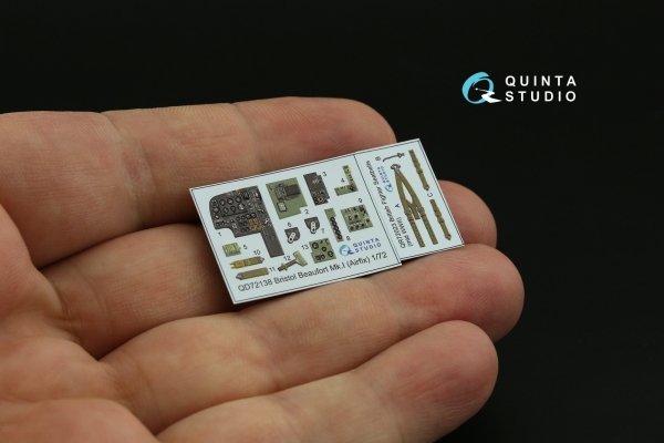 Quinta Studio QD72138 Bristol Beaufort Mk.I 3D-Printed coloured Interior on decal paper (Airfix) 1/72