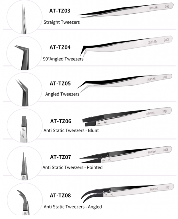 DSPIAE AT-TZ05 Stainless Steel Tweezers with angular tip