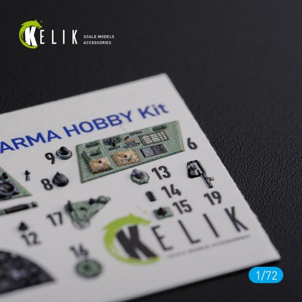 KELIK K72114 Hurricane Mk IIC interior 3D decals for Arma Hobby kit 1/72