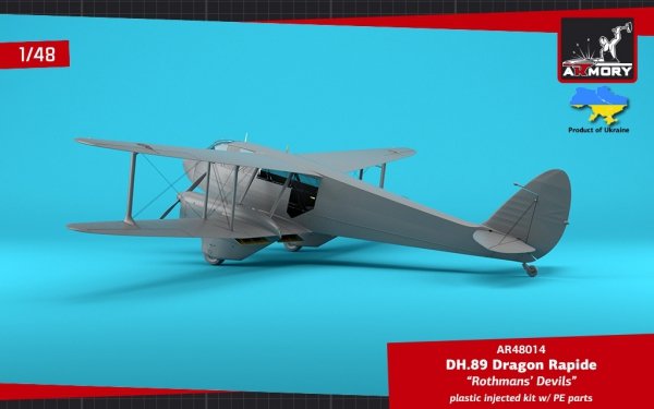 Armory Models 48014 DH.89 Dragon Rapide, Short-Haul Airliner / Multipurpose Aircraft, “Rothmans' Devils” liveries 1/48